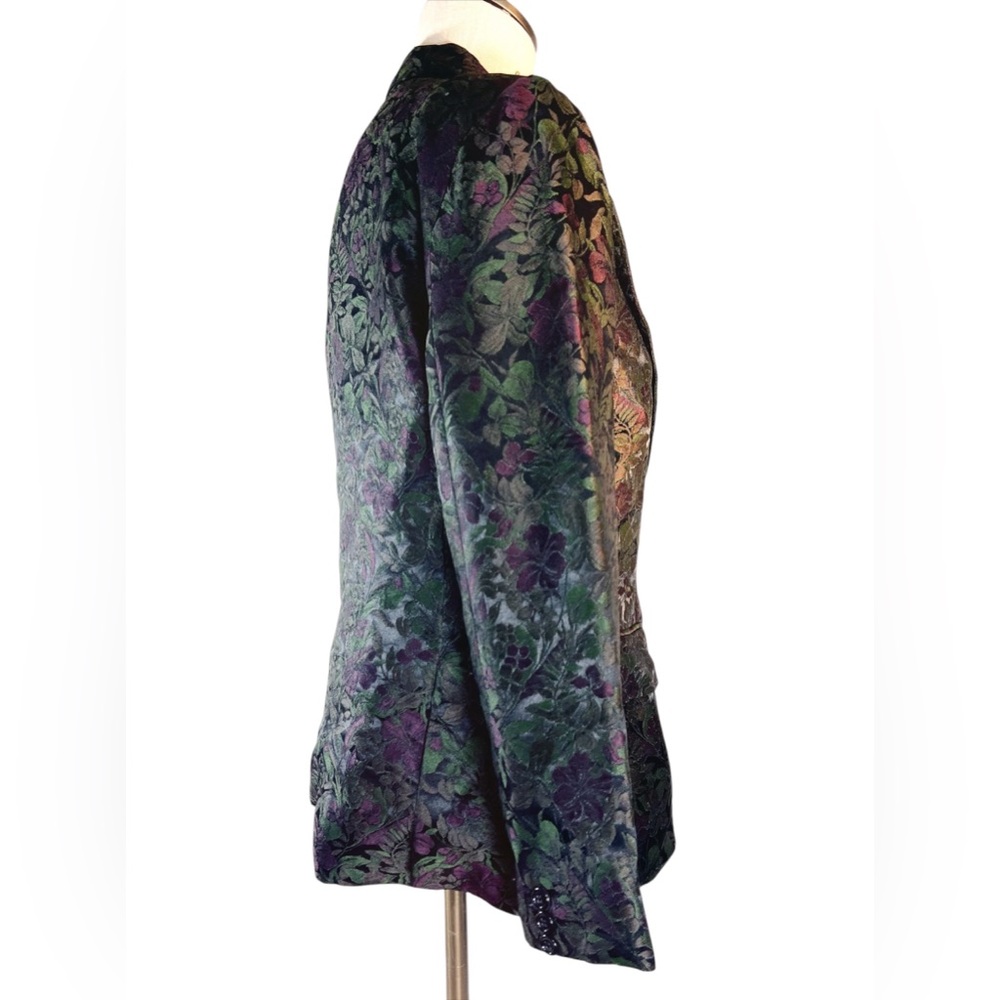 Floral Brocade Blazer - Iridescent Green & Purple - Picture 5 of 9